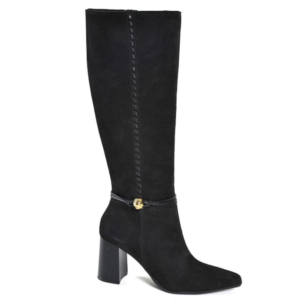 Bota de Cano Alto e Salto Bloco Feminina Via Marte 357-006-01 Preto 3