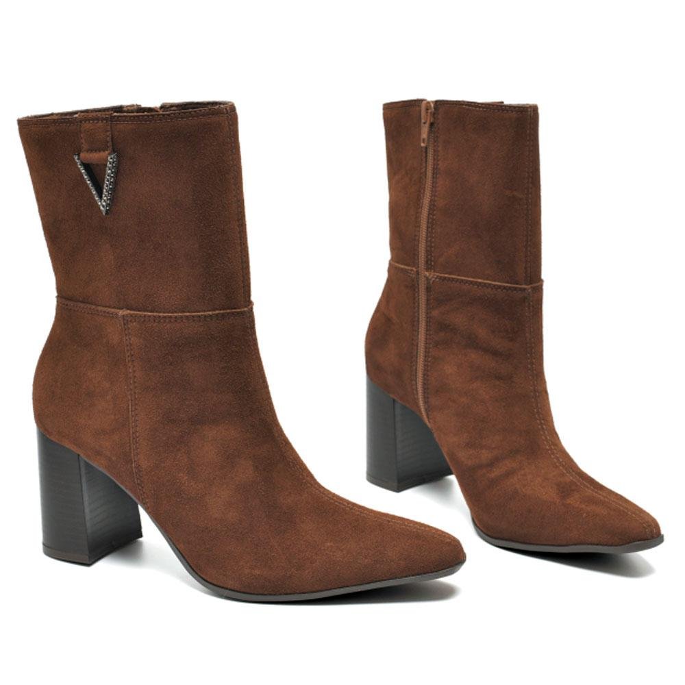Bota de Cano Médio e Salto Bloco Feminina Via Marte Marrom 2