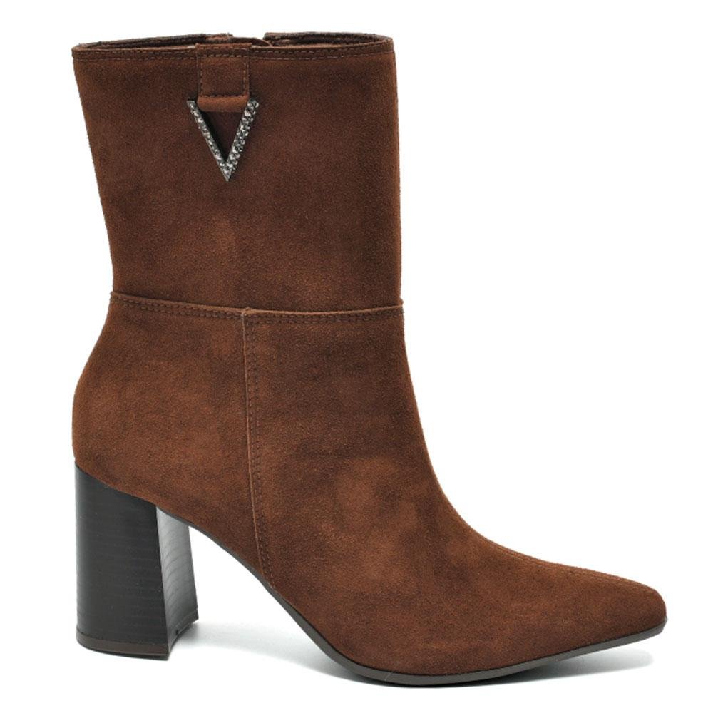 Bota de Cano Médio e Salto Bloco Feminina Via Marte Marrom 4