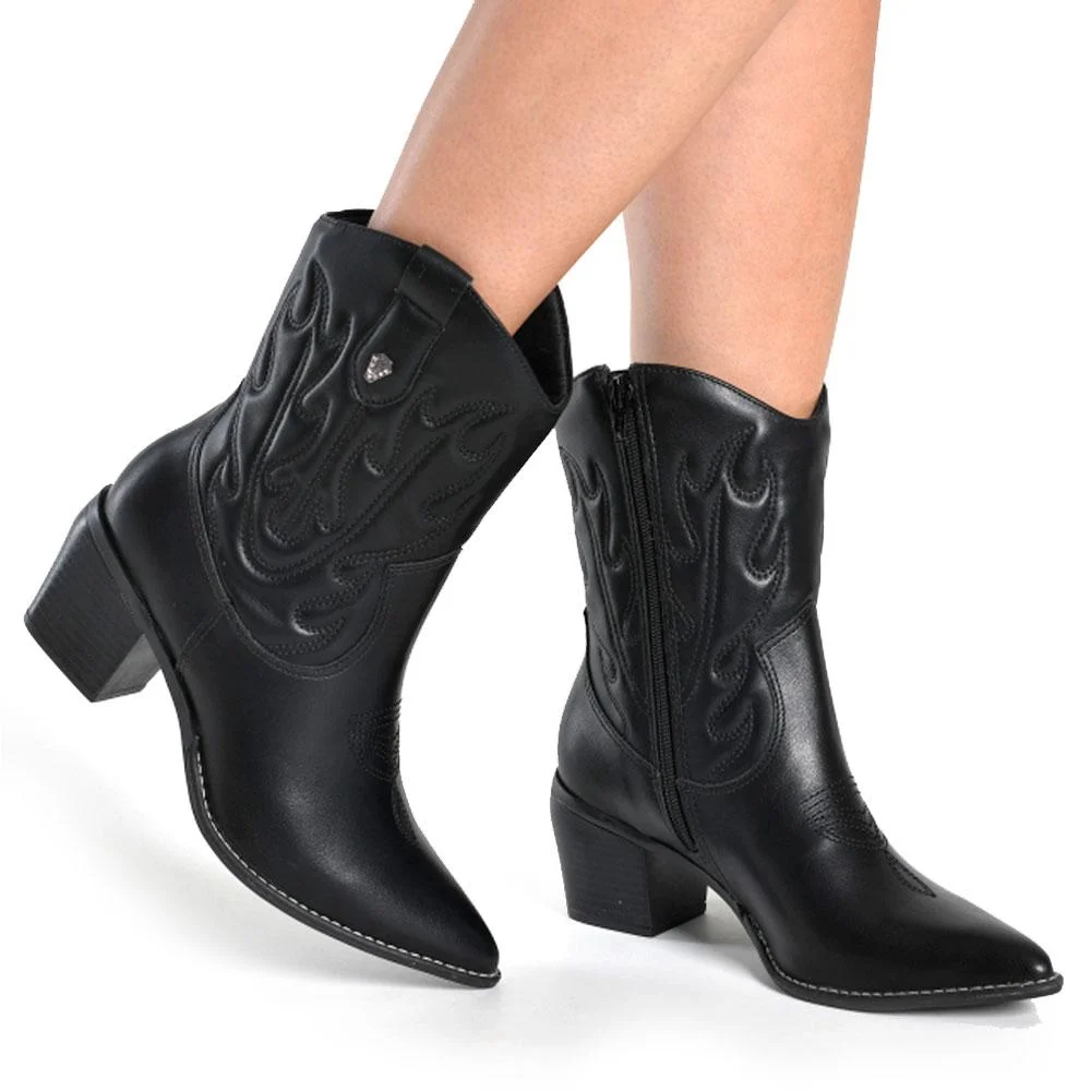 Bota Texana Feminina Via Marte 054-014-01 NP Preto 2