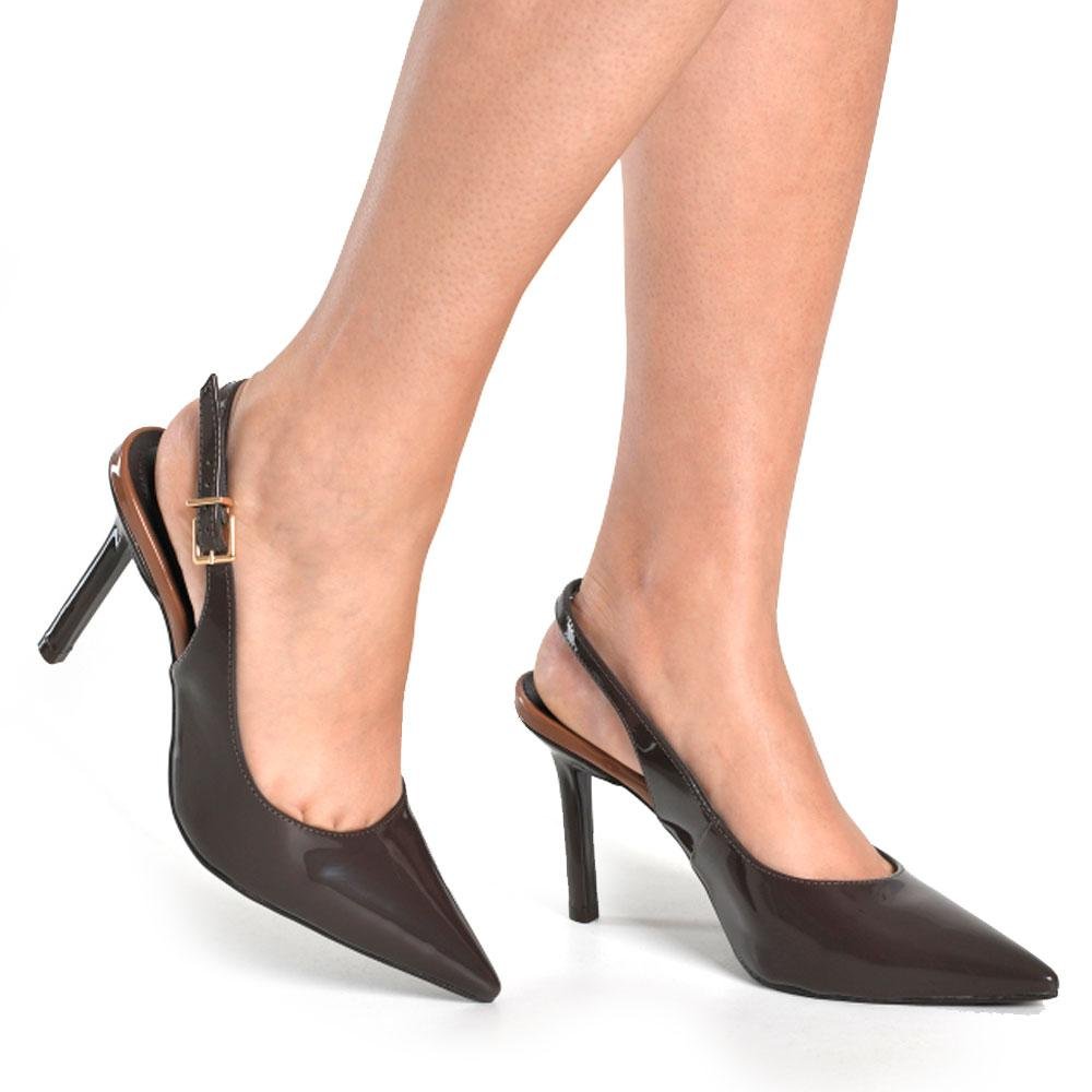 Scarpin de Salto Alto Feminina Via Marte Marrom 2