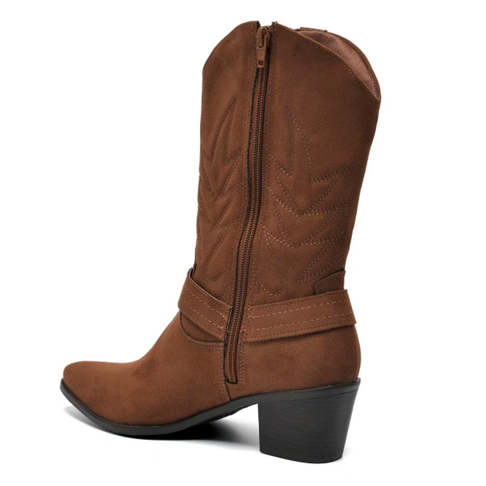 Bota Texana de Cano Médio Feminina Via Marte 090-013-01 Marrom 4