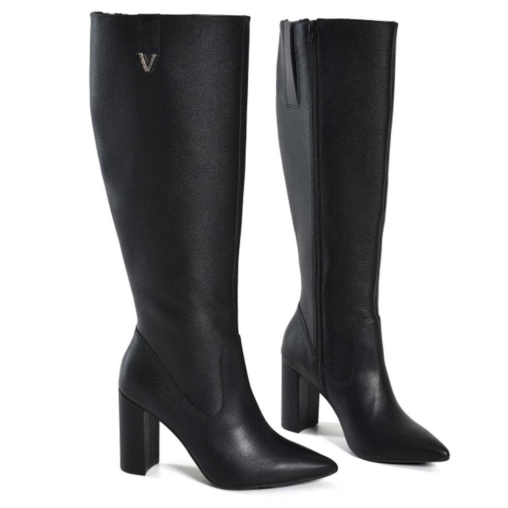 Bota de Couro e Cano Alto Feminina Via Marte 063-021-01 Preto 5