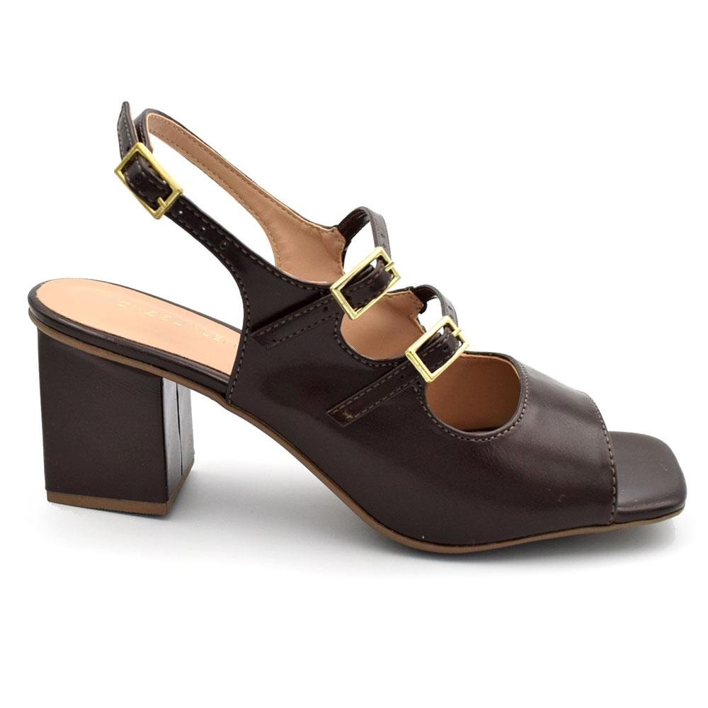 Sandália de Salto Bloco Feminina Cazzualen 74151 Marrom 3