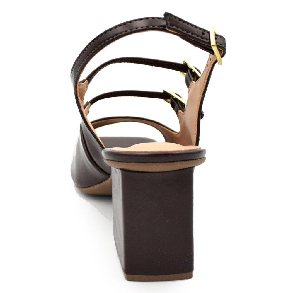 Sandália de Salto Bloco Feminina Cazzualen 74151 Marrom 4