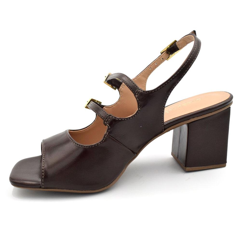 Sandália de Salto Bloco Feminina Cazzualen 74151 Marrom 5