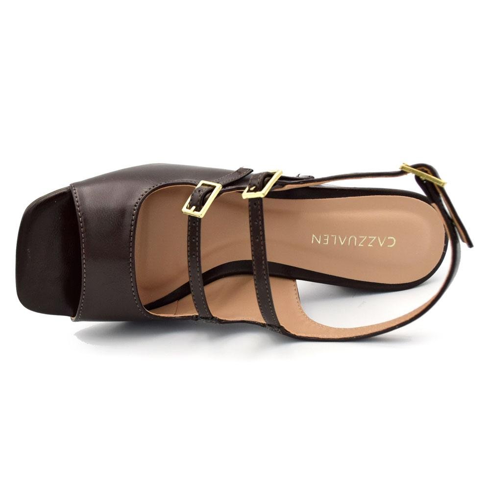 Sandália de Salto Bloco Feminina Cazzualen 74151 Marrom 6