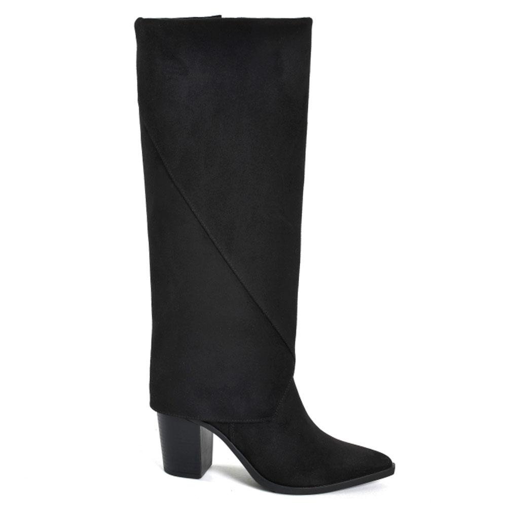 Bota de Lapela e Cano Alto Feminina Via Marte 091-025-01 Preto 3