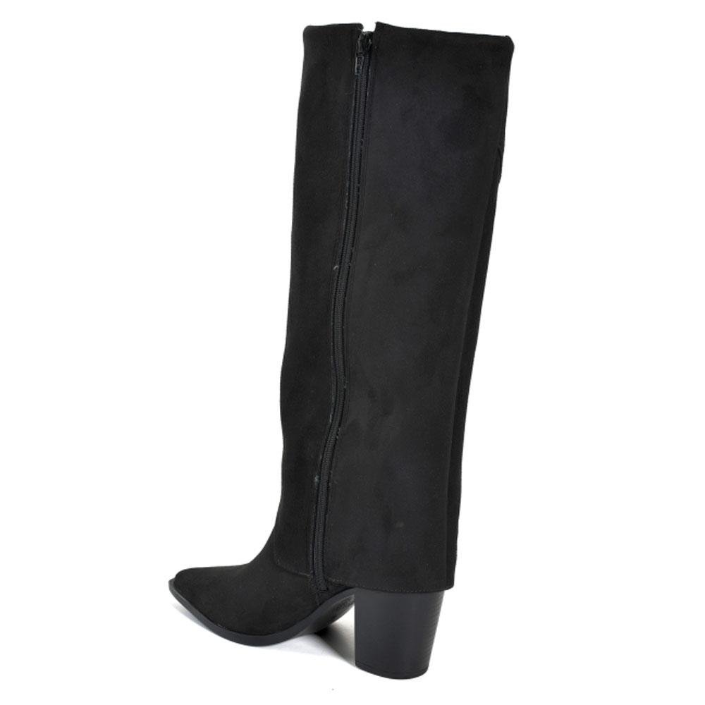 Bota de Lapela e Cano Alto Feminina Via Marte 091-025-01 Preto 4