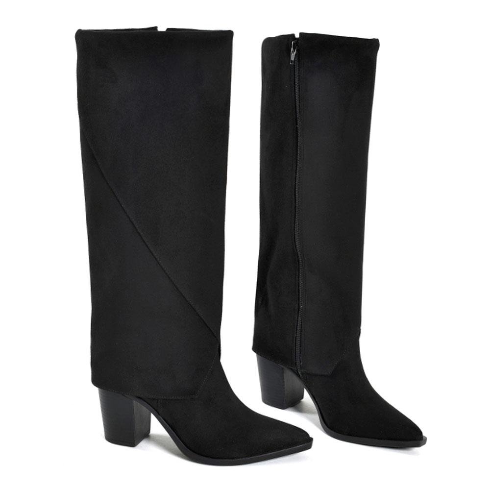 Bota de Lapela e Cano Alto Feminina Via Marte 091-025-01 Preto 5