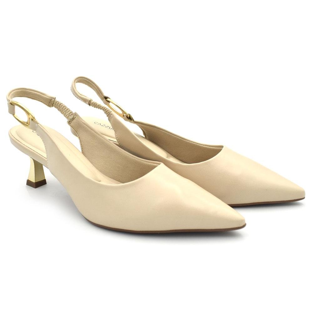 Scarpin Slingback Feminino Cazzualen T3814-393 Bege 2