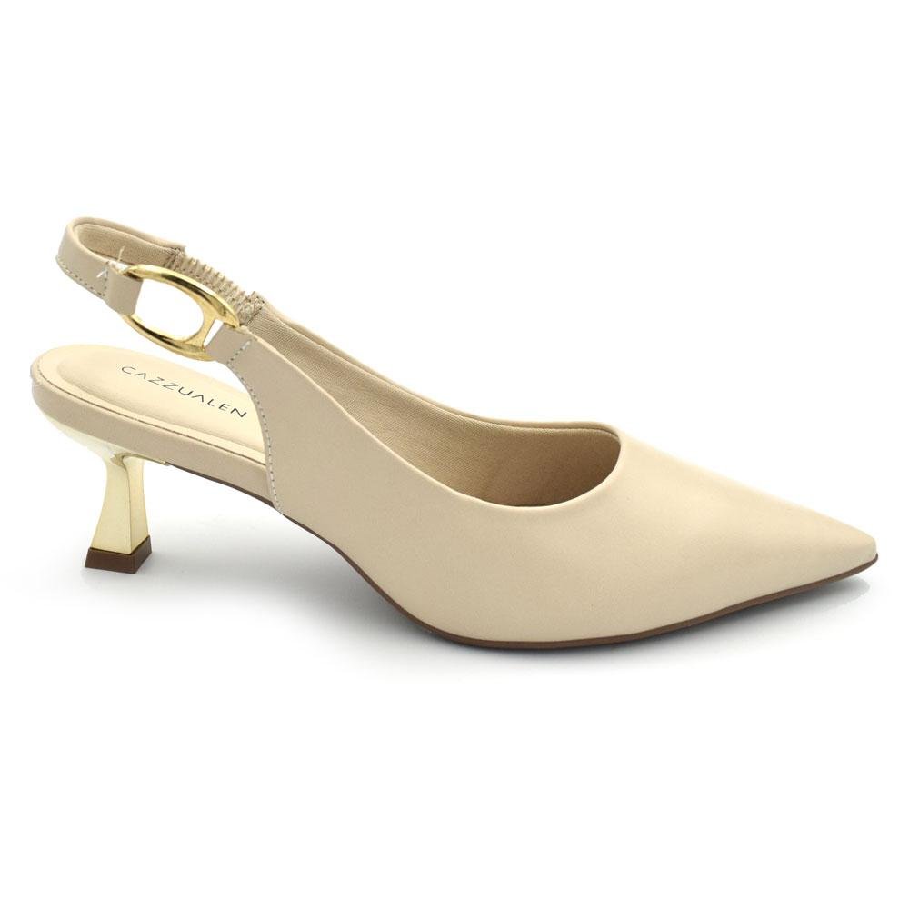 Scarpin Slingback Feminino Cazzualen T3814-393 Bege 3