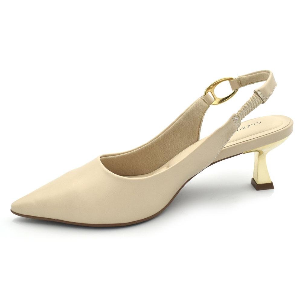 Scarpin Slingback Feminino Cazzualen T3814-393 Bege 5