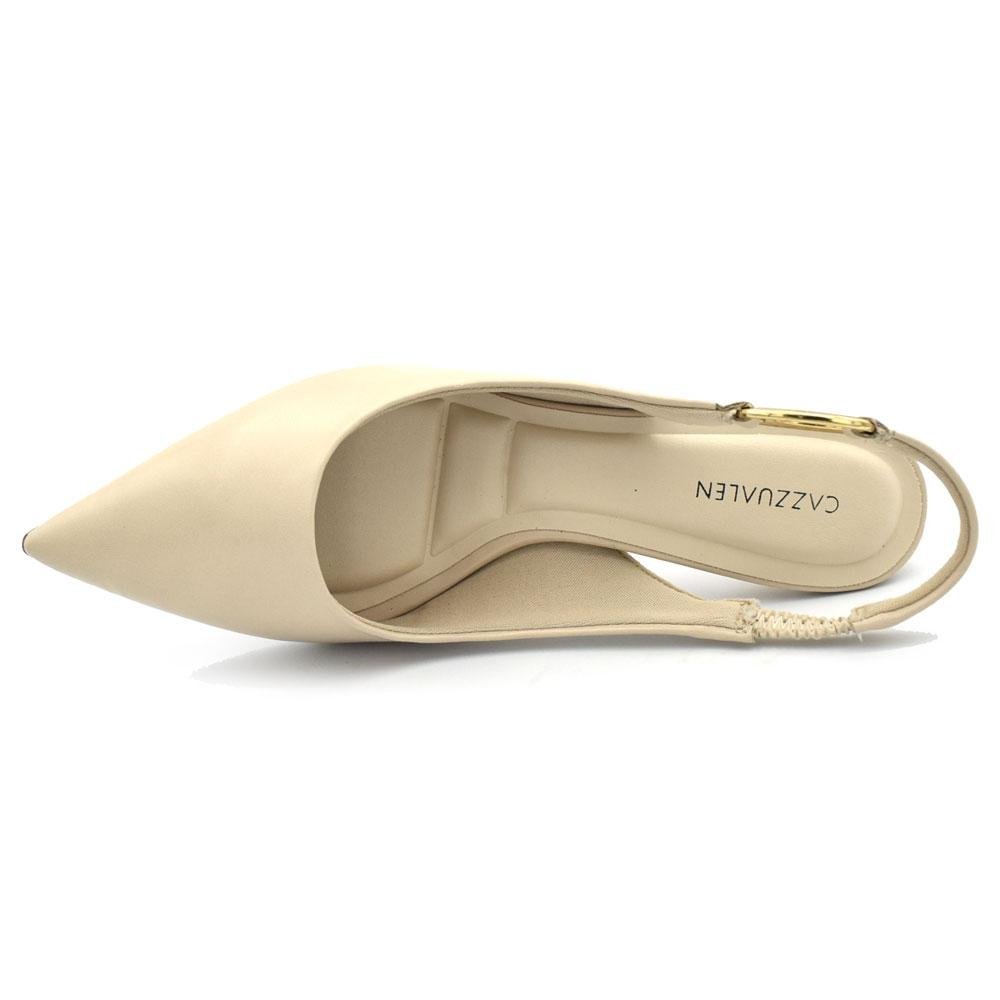 Scarpin Slingback Feminino Cazzualen T3814-393 Bege 6