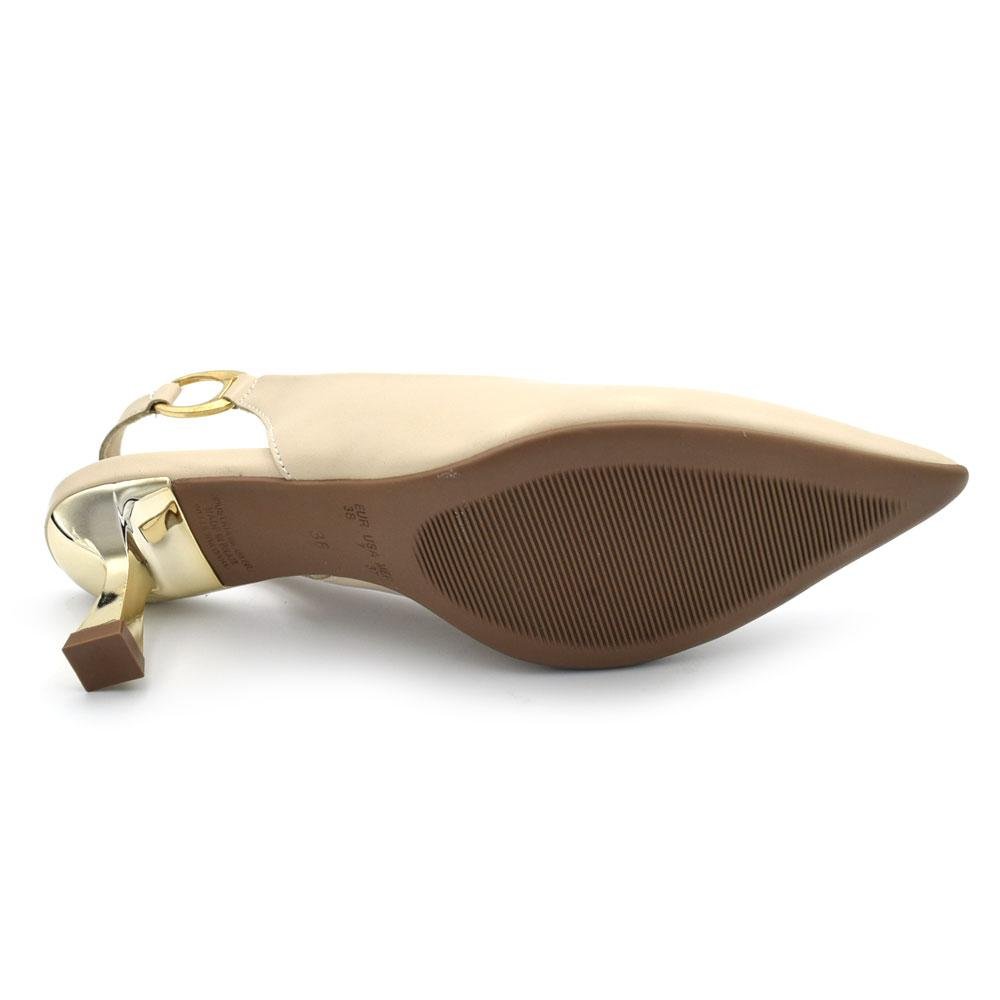 Scarpin Slingback Feminino Cazzualen T3814-393 Bege 7