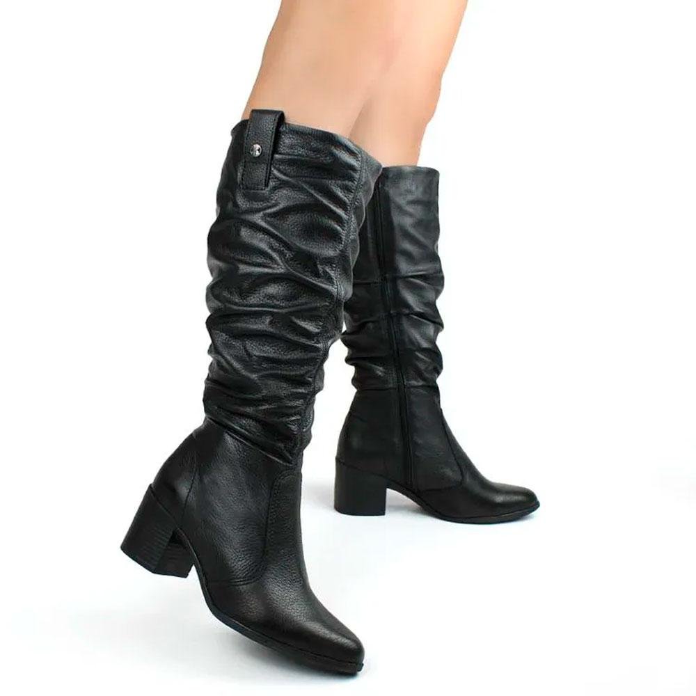 Bota Slouchy de Couro e Cano Alto Bottero 346920 Preto 2