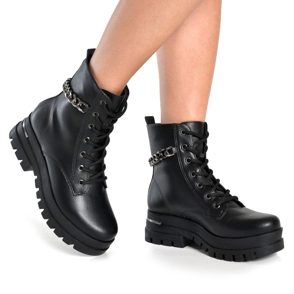 Coturno com Corrente Feminino Via Marte 007-009-01 Preto 2