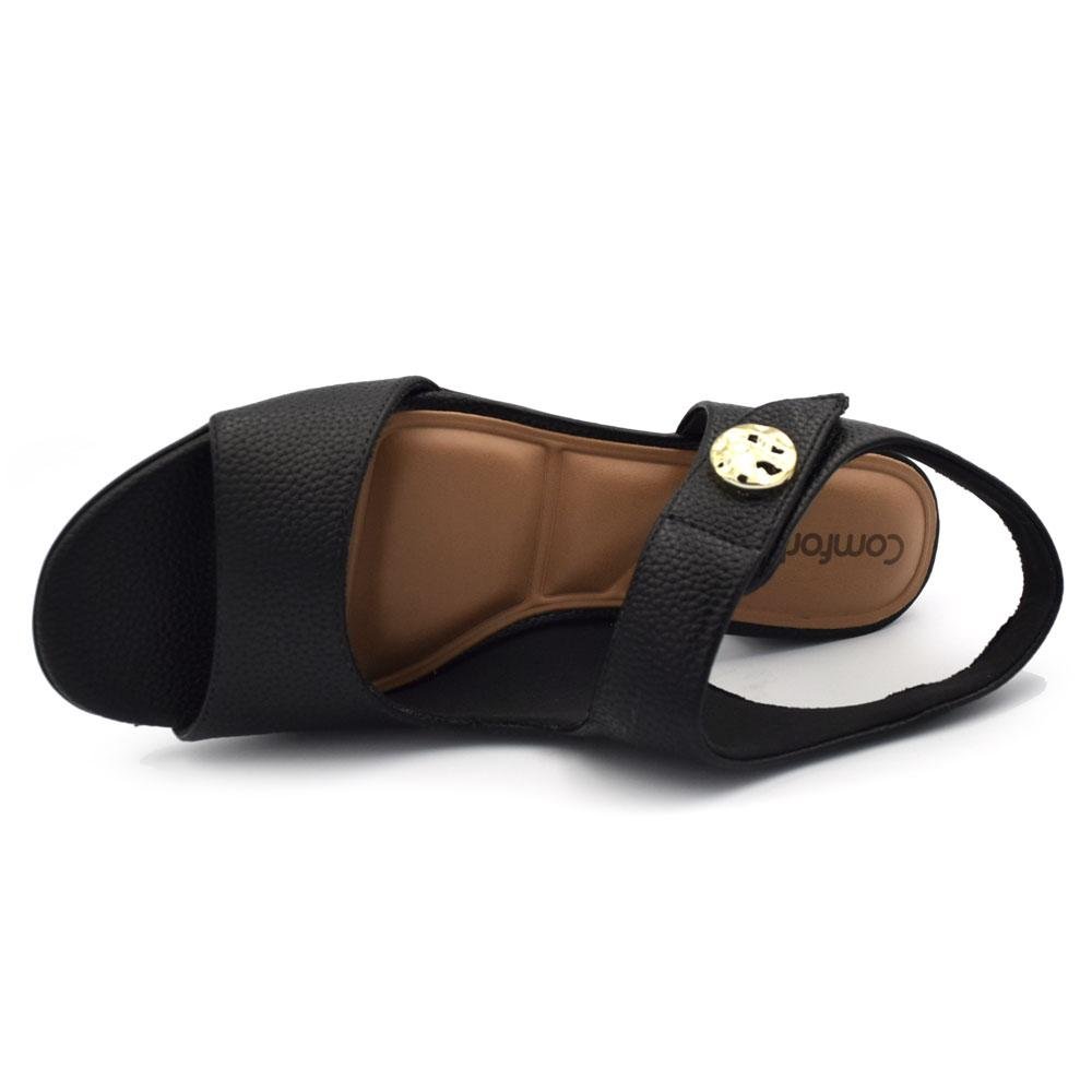 Sandália de Salto Bloco Feminina Comfortflex 2657305 Preto 6