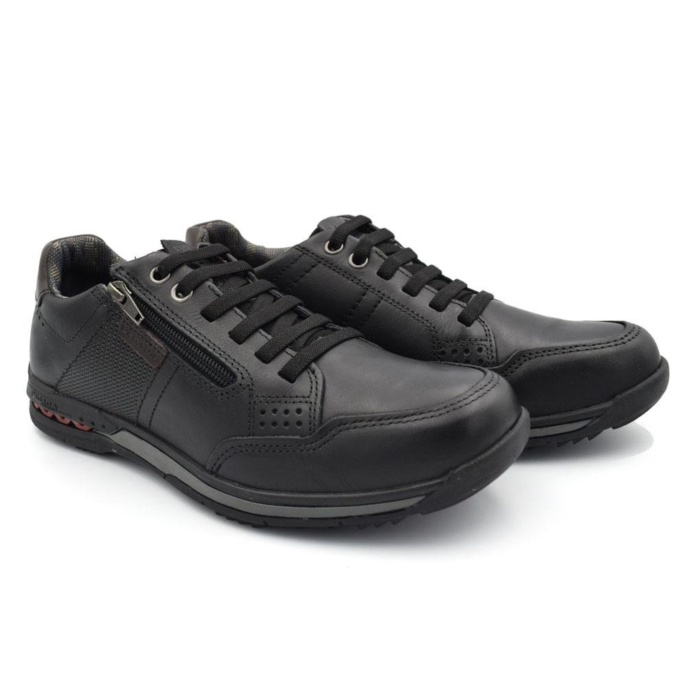 Sapatênis de Couro Masculino Pegada Preto 2
