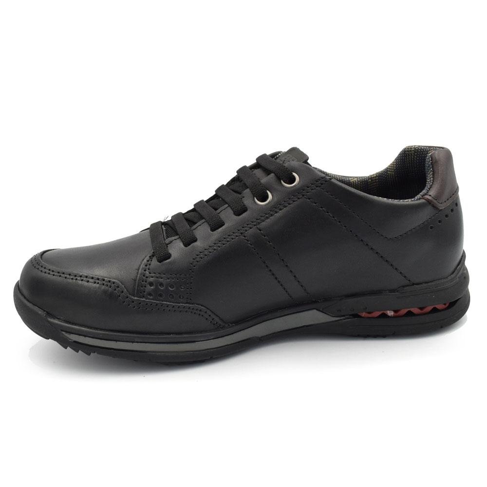 Sapatênis de Couro Masculino Pegada Preto 5