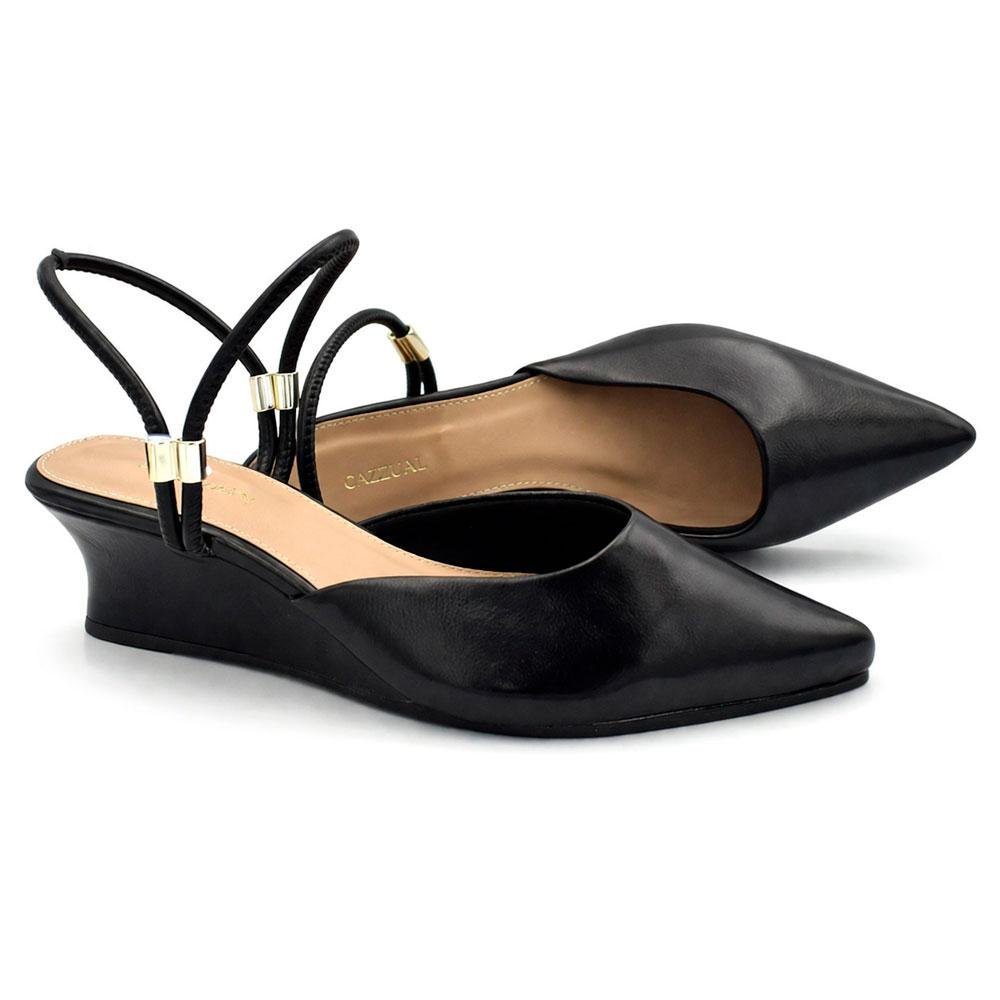 Scarpin Anabela Slingback Cazzualen 33.1148 Preto 2