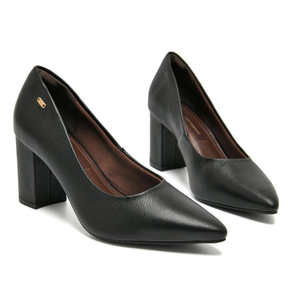 Scarpin de Couro e  Bloco Via Marte 349-001-01 Preto 3