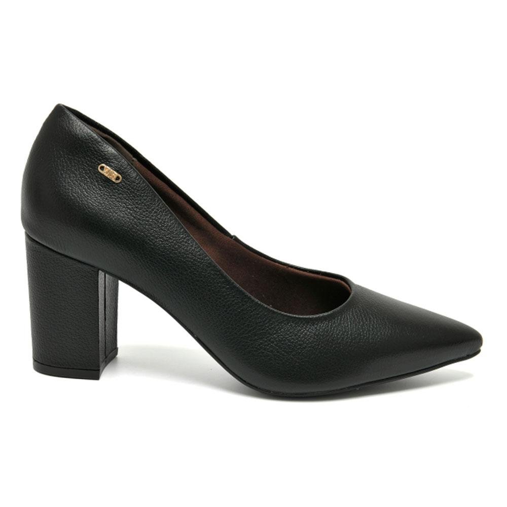 Scarpin de Couro e  Bloco Via Marte 349-001-01 Preto 4