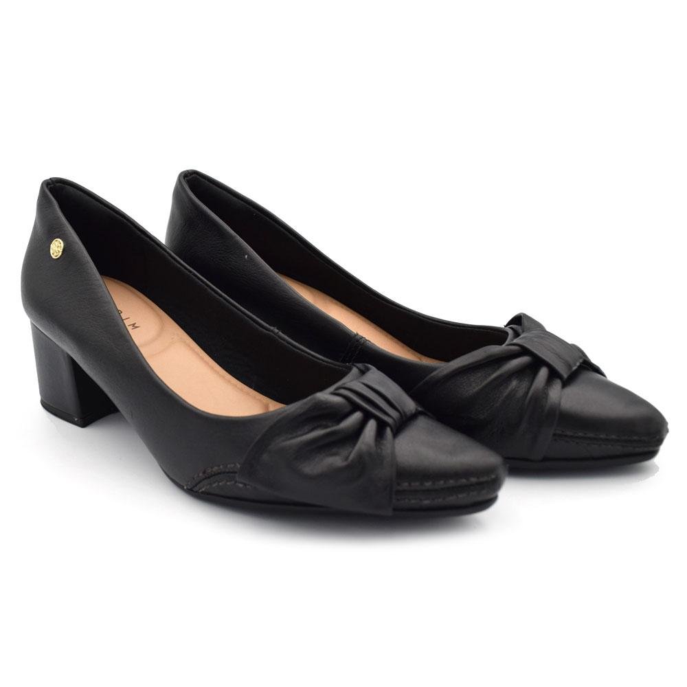 Scarpin de Couro e Salto Bloco Ramarim 2662103 Preto 2
