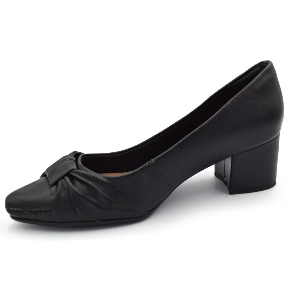 Scarpin de Couro e Salto Bloco Ramarim 2662103 Preto 5