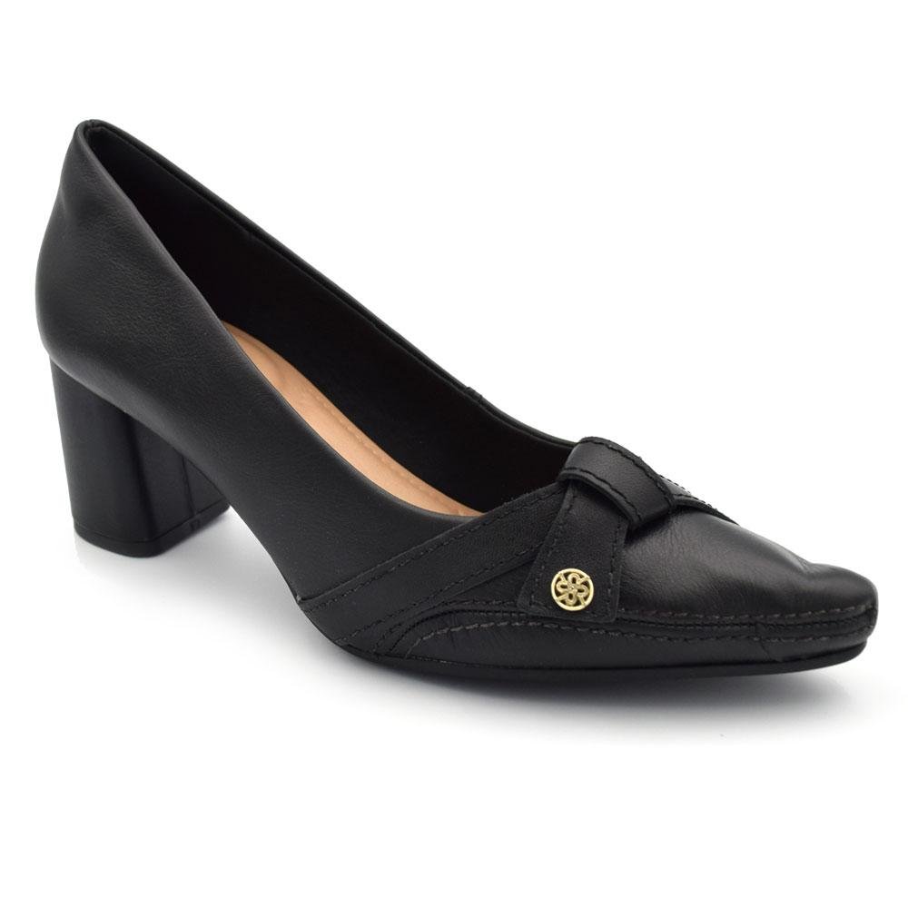 Scarpin de Couro e Salto Bloco Ramarim 2664103 Preto 1