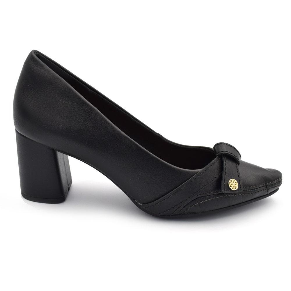 Scarpin de Couro e Salto Bloco Ramarim 2664103 Preto 3