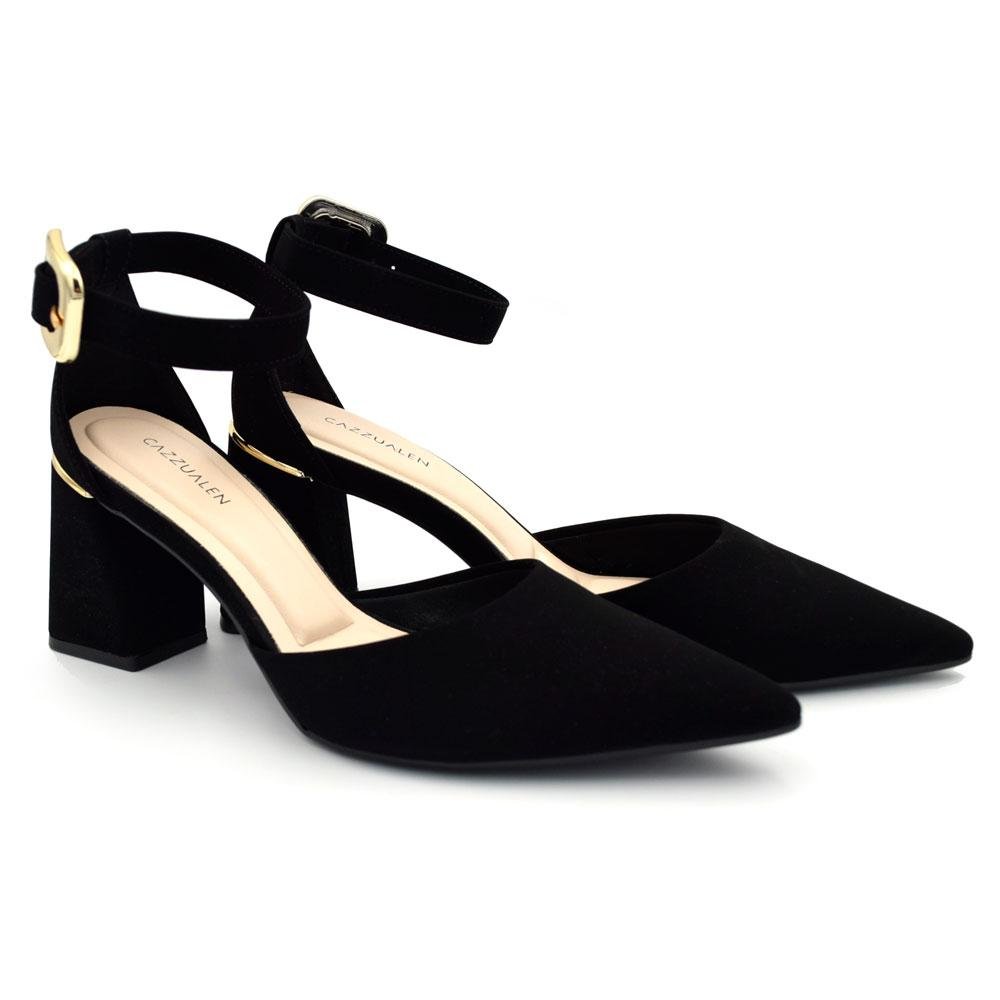 Scarpin de Salto Bloco Feminino Cazzualen T7012-024 Preto 2