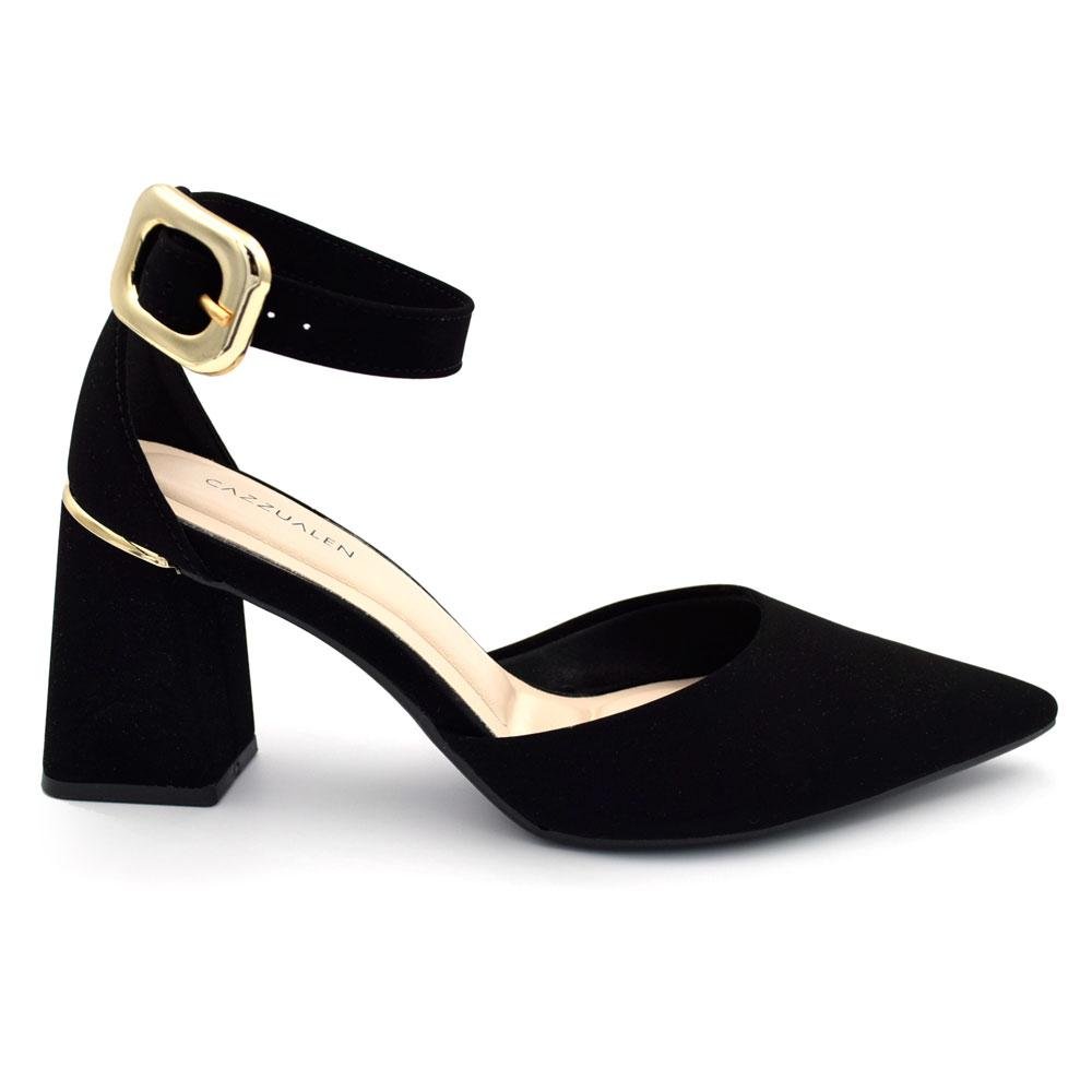 Scarpin de Salto Bloco Feminino Cazzualen T7012-024 Preto 3