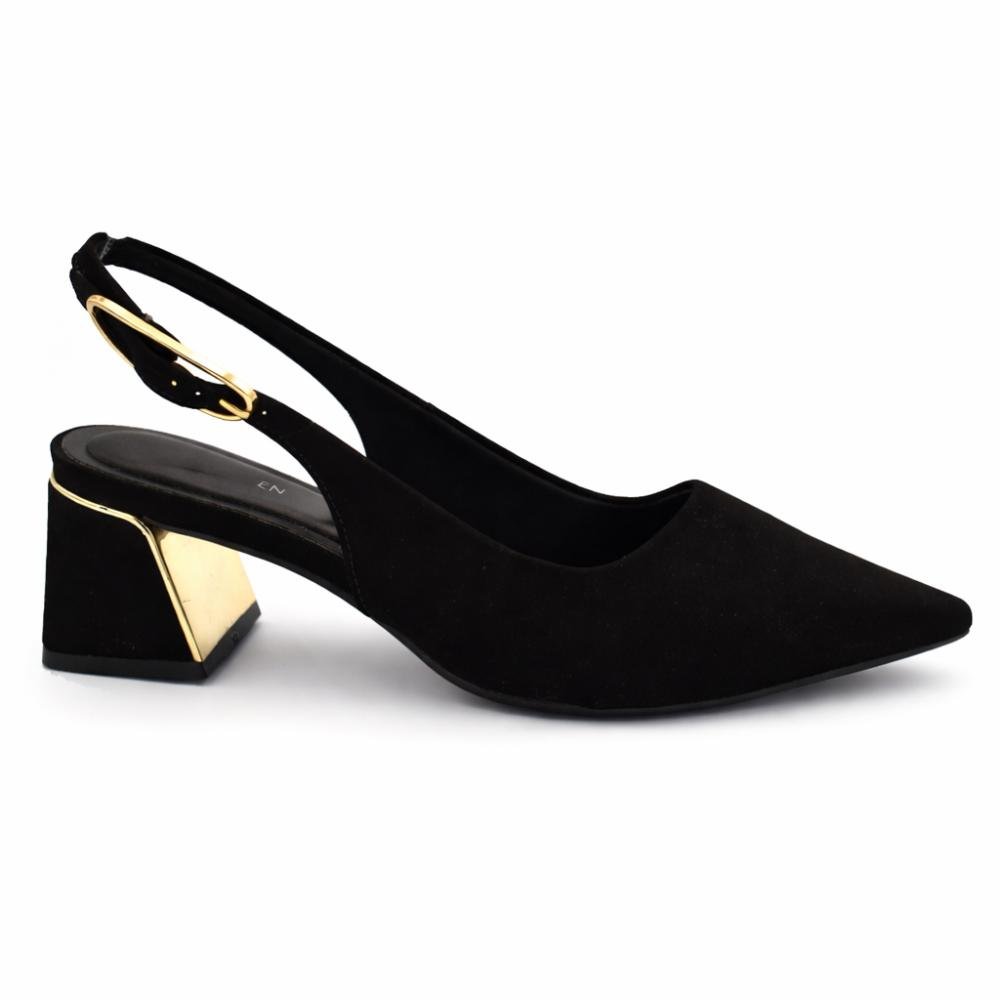 Scarpin Slingback com Salto Bloco Cazzualen T3862-601 Preto 3