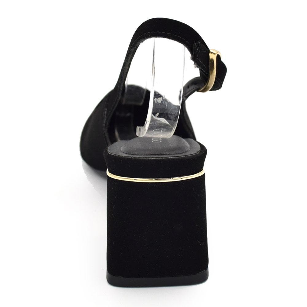Scarpin Slingback com Salto Bloco Cazzualen T3862-601 Preto 4