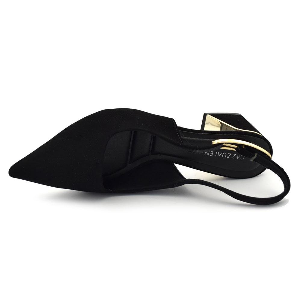Scarpin Slingback com Salto Bloco Cazzualen T3862-601 Preto 6