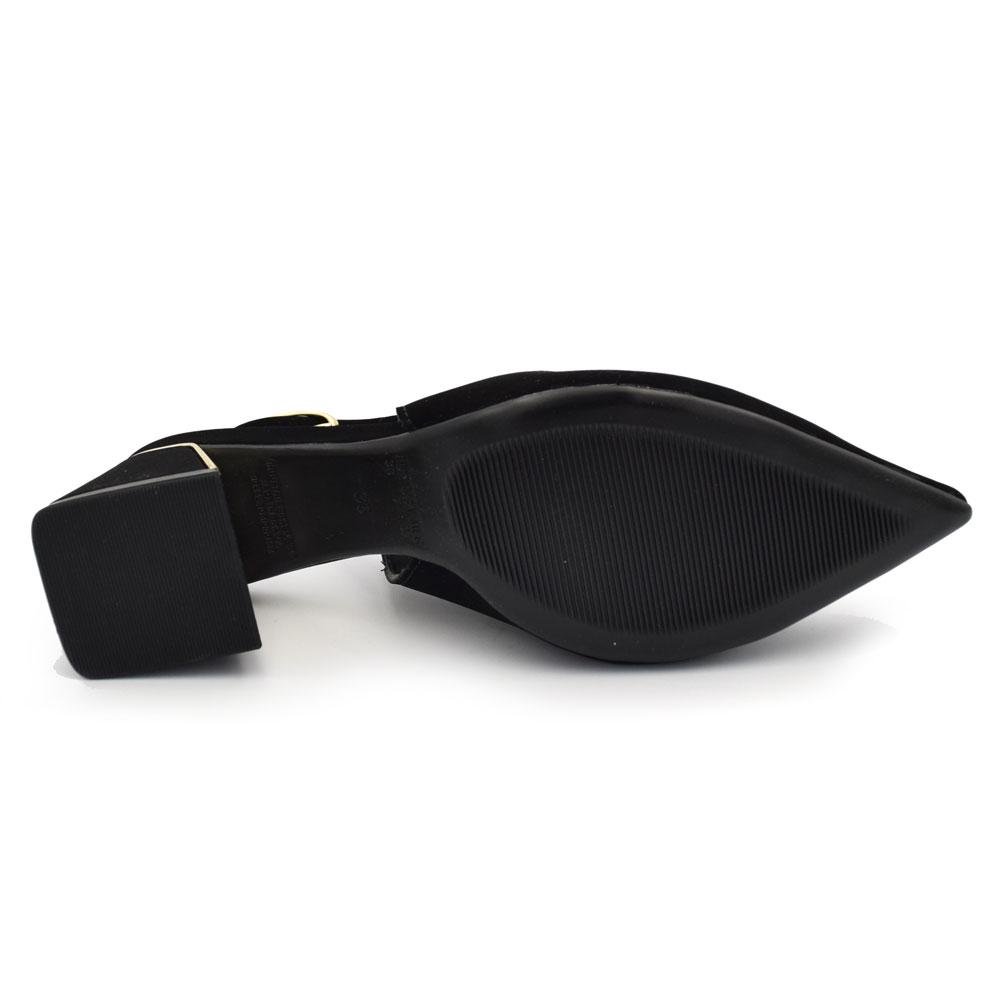 Scarpin Slingback com Salto Bloco Cazzualen T3862-601 Preto 7