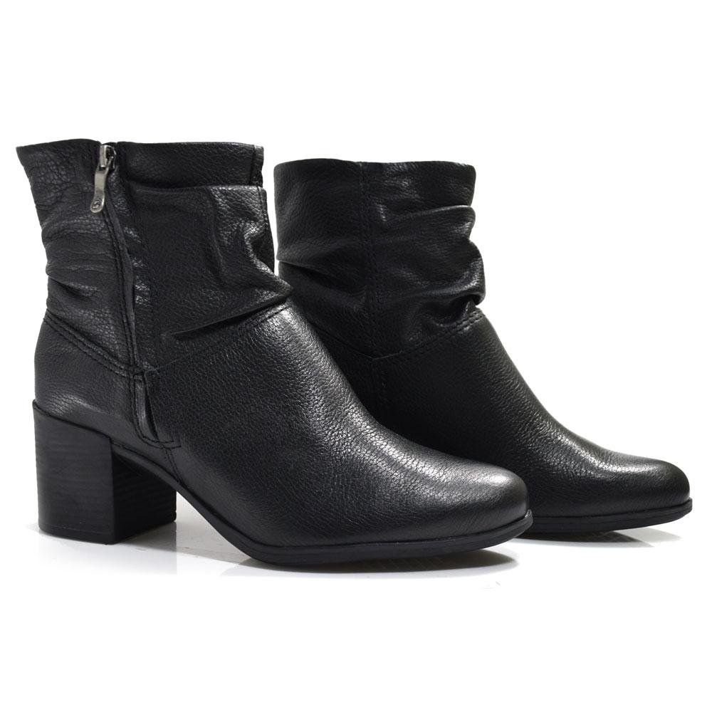 Bota Cano Curto de Couro e Salto Bloco Bottero 346907 Preto 2