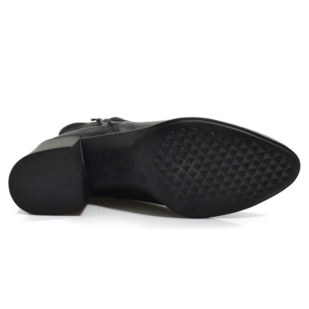 Bota Cano Curto de Couro e Salto Bloco Bottero 346907 Preto 7