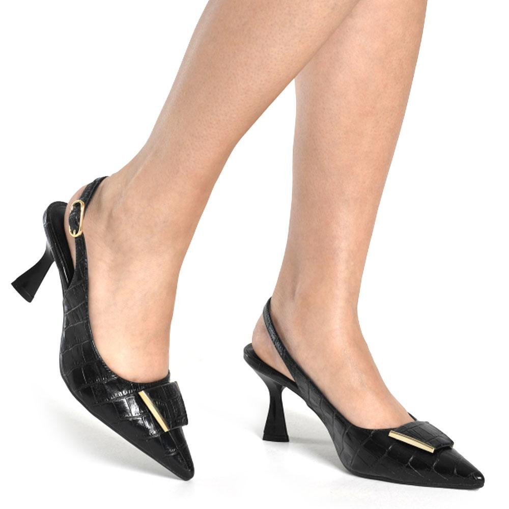 Scarpin Slingback Feminino Via Marte Preto 2