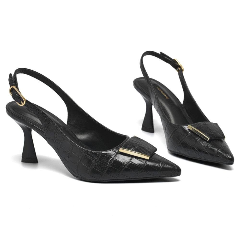 Scarpin Slingback Feminino Via Marte Preto 3