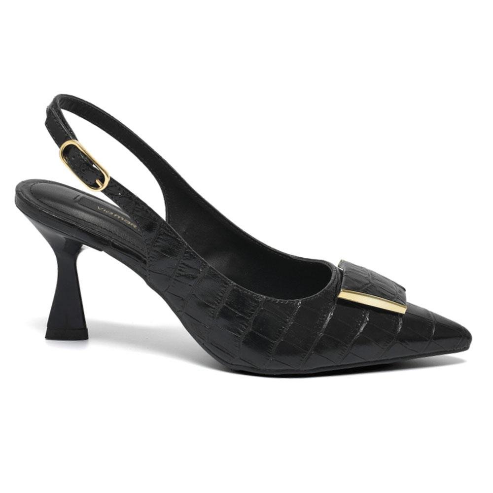 Scarpin Slingback Feminino Via Marte Preto 4