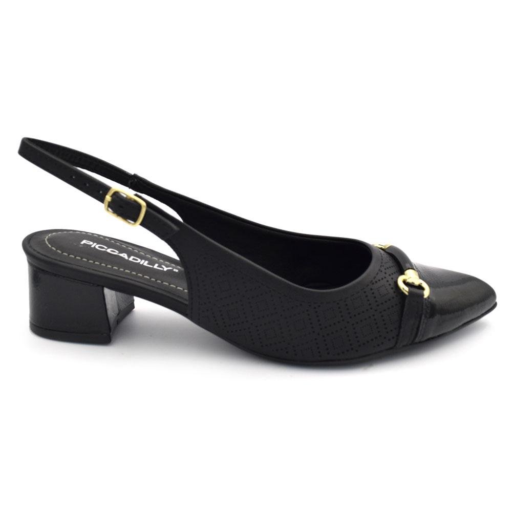 Scarpin Slingback de Salto Bloco Piccadilly Preto 3