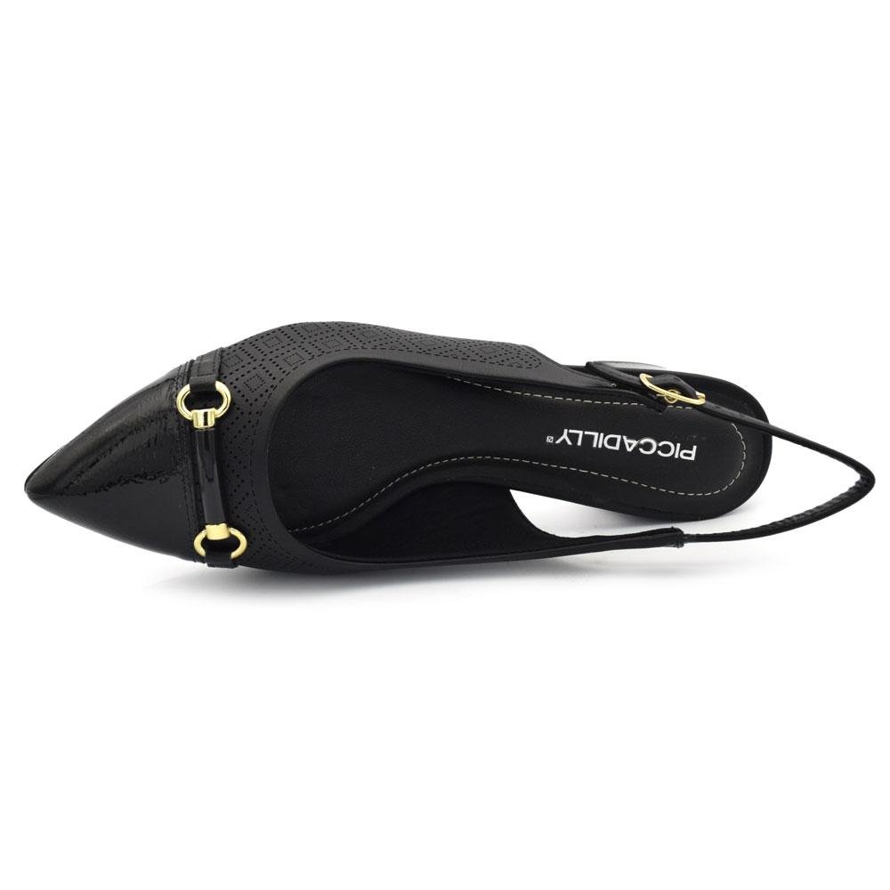 Scarpin Slingback de Salto Bloco Piccadilly Preto 6