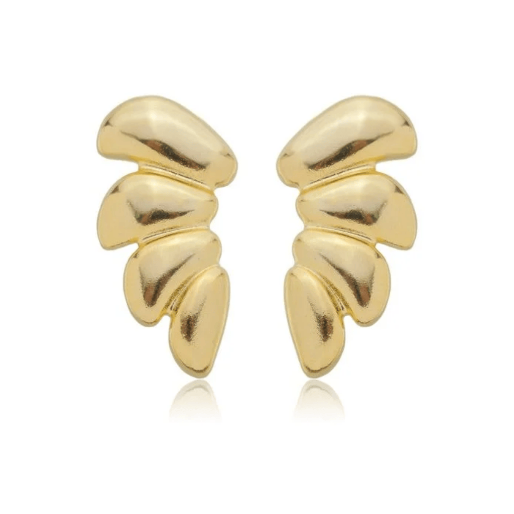 Brinco pétalas banhado em ouro 18k - Crisântemo Joias e Semijoias Dourado 1