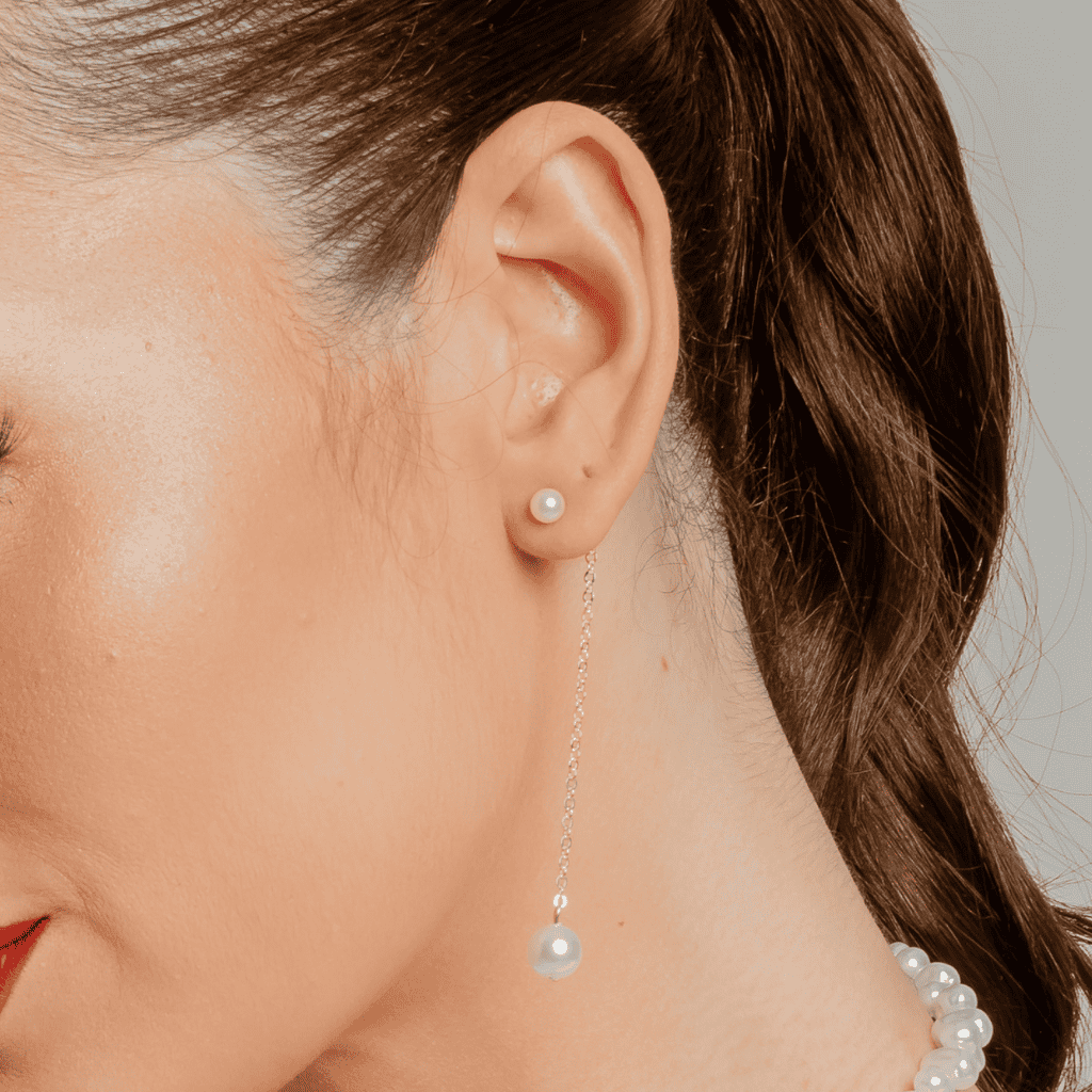 Conjunto Brinco e Colar Pérola Linear banhado em ouro 18k Dourado 2