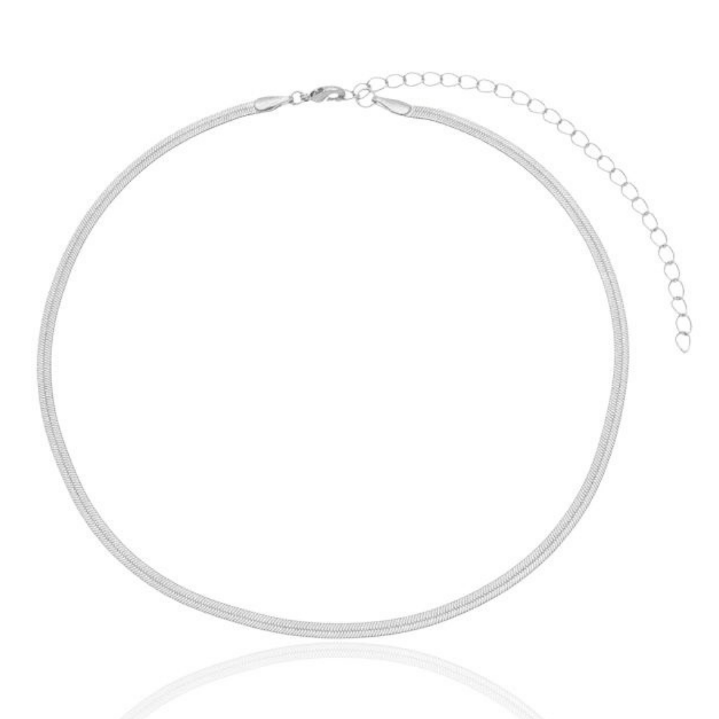 Choker Fita banhado em ródio branco Crisântemo Joias e Semijoias