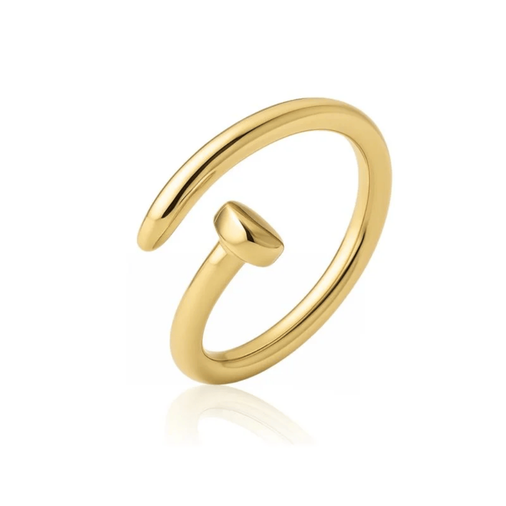 Anel ajustável Prego banhado em ouro 18k Crisântemo Joias e Semijoias