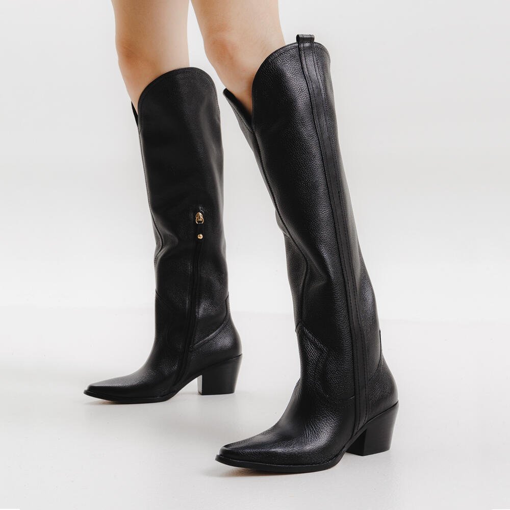 Bota Couro Preto Cano Longo Cecconello 2619002-1 Preto 2