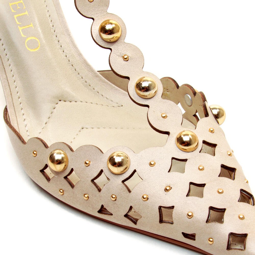 Slingback Couro Off White Salto Médio Cecconello 2714001-1 Off White 5